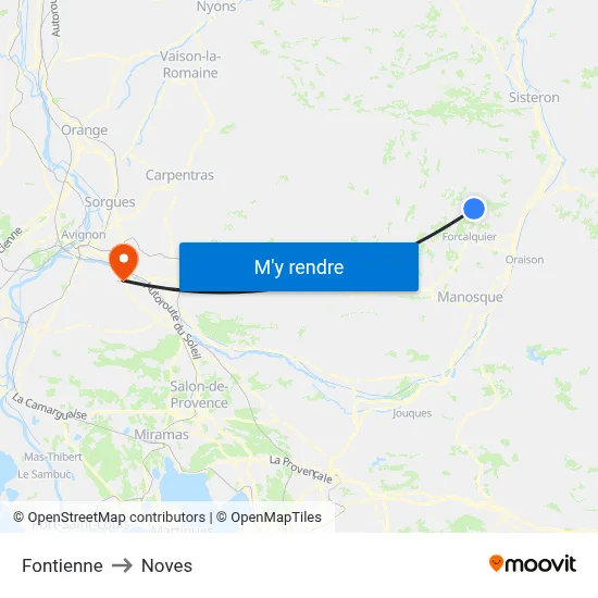 Fontienne to Noves map