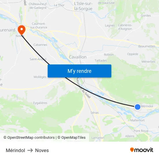 Mérindol to Noves map