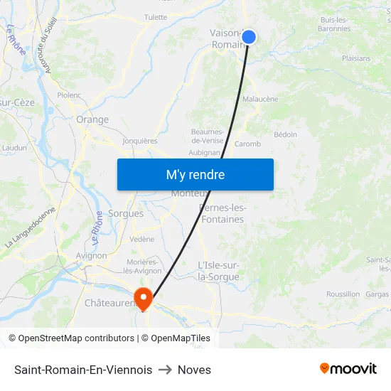 Saint-Romain-En-Viennois to Noves map