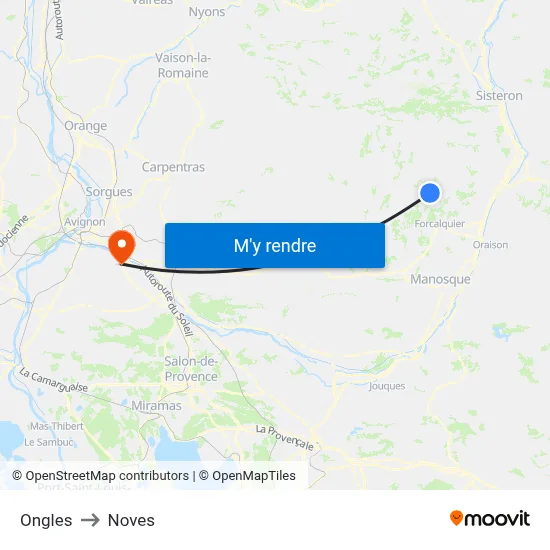 Ongles to Noves map