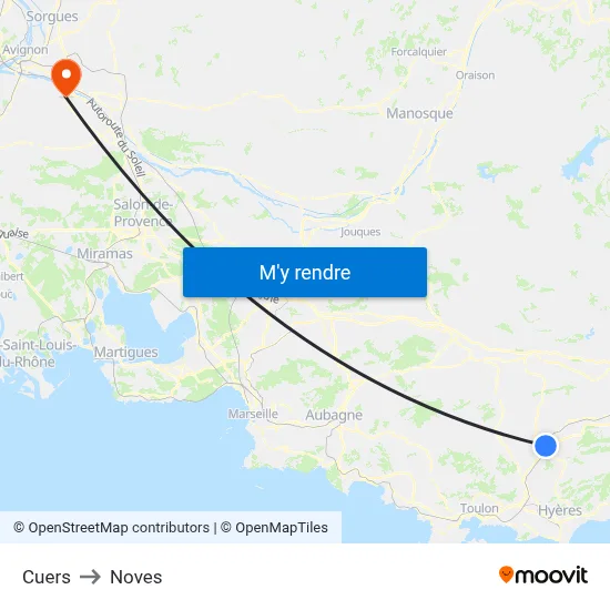 Cuers to Noves map