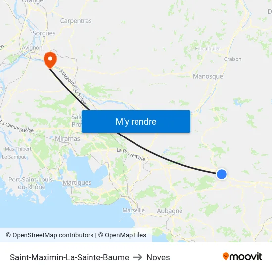Saint-Maximin-La-Sainte-Baume to Noves map