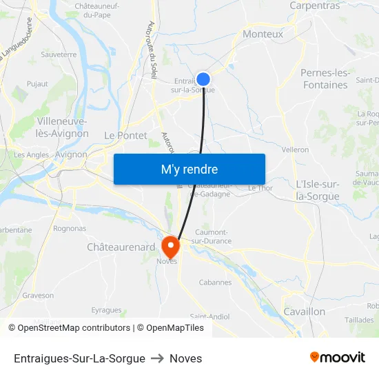 Entraigues-Sur-La-Sorgue to Noves map