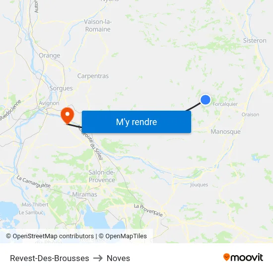 Revest-Des-Brousses to Noves map