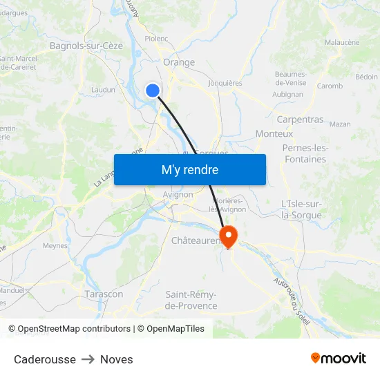 Caderousse to Noves map