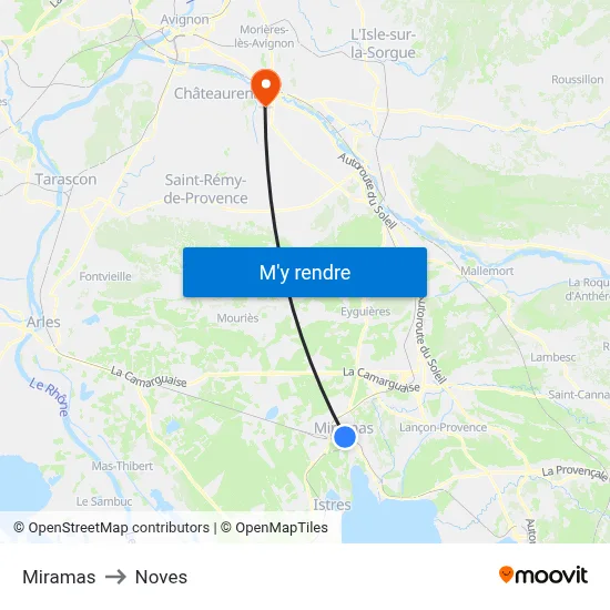 Miramas to Noves map