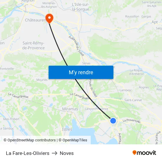 La Fare-Les-Oliviers to Noves map