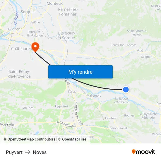 Puyvert to Noves map