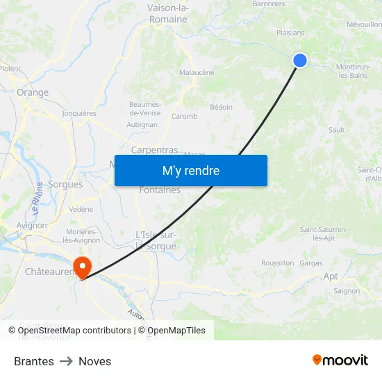 Brantes to Noves map