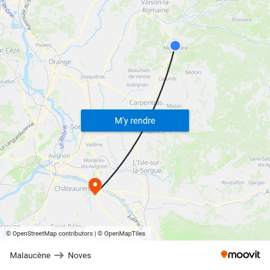 Malaucène to Noves map