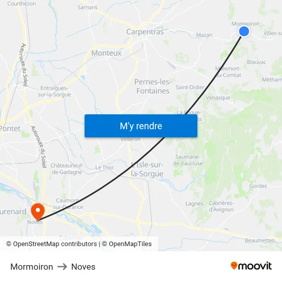 Mormoiron to Noves map
