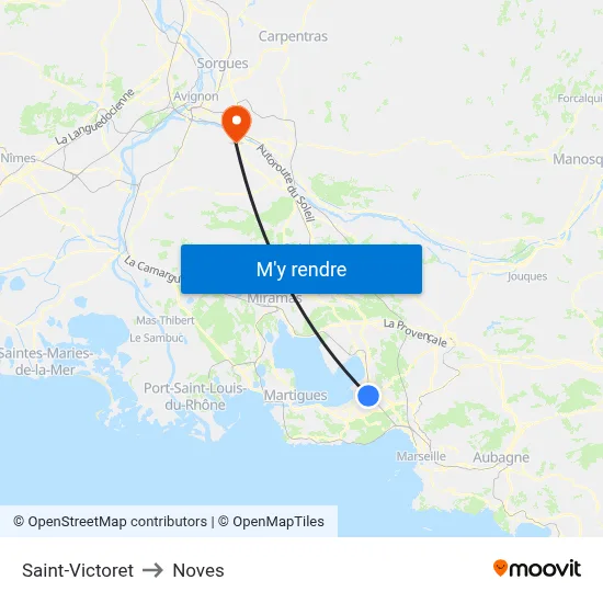 Saint-Victoret to Noves map