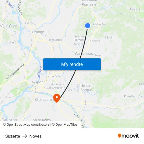 Suzette to Noves map