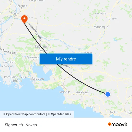 Signes to Noves map