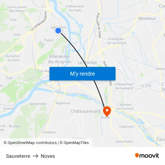 Sauveterre to Noves map