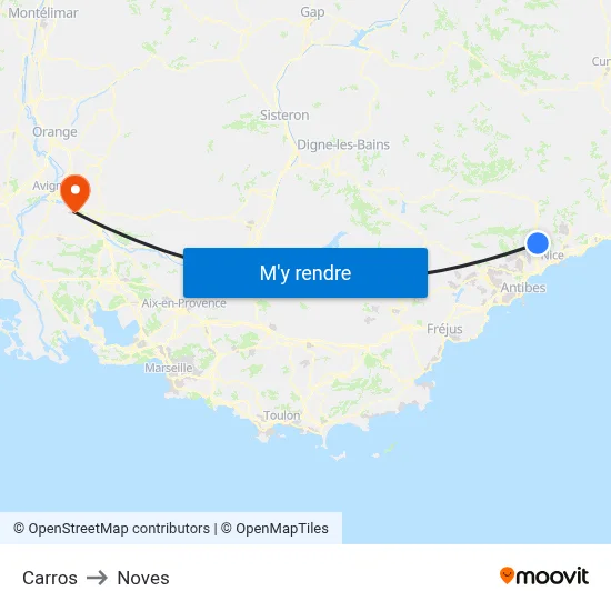 Carros to Noves map