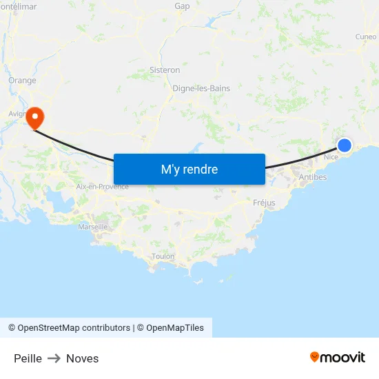 Peille to Noves map