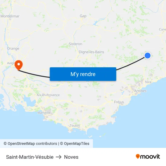 Saint-Martin-Vésubie to Noves map