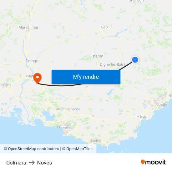 Colmars to Noves map