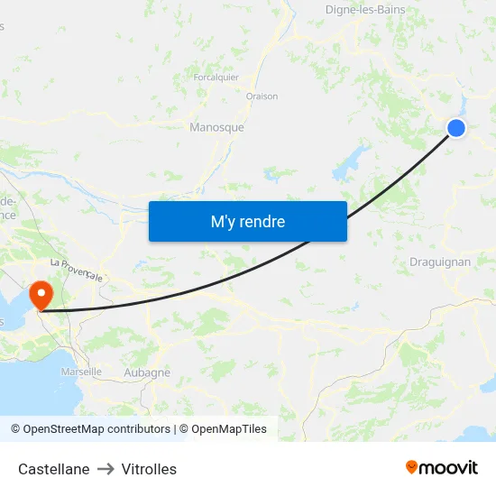 Castellane to Vitrolles map