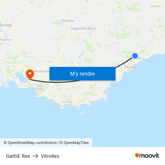 Gattiã¨Res to Vitrolles map