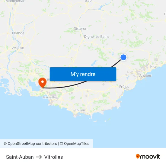 Saint-Auban to Vitrolles map