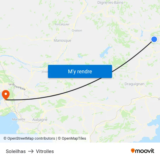 Soleilhas to Vitrolles map