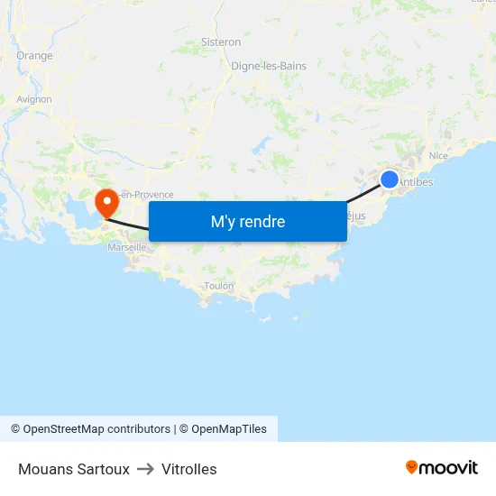 Mouans Sartoux to Vitrolles map