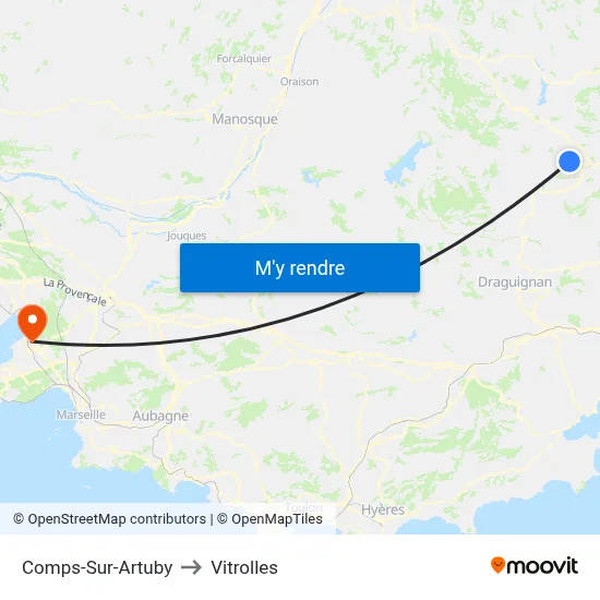 Comps-Sur-Artuby to Vitrolles map