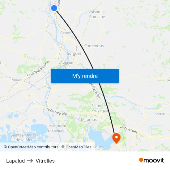 Lapalud to Vitrolles map