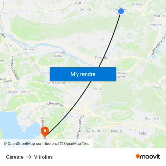 Céreste to Vitrolles map