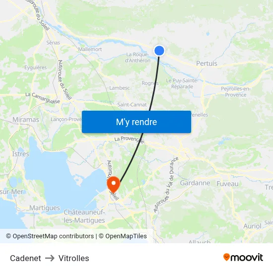Cadenet to Vitrolles map