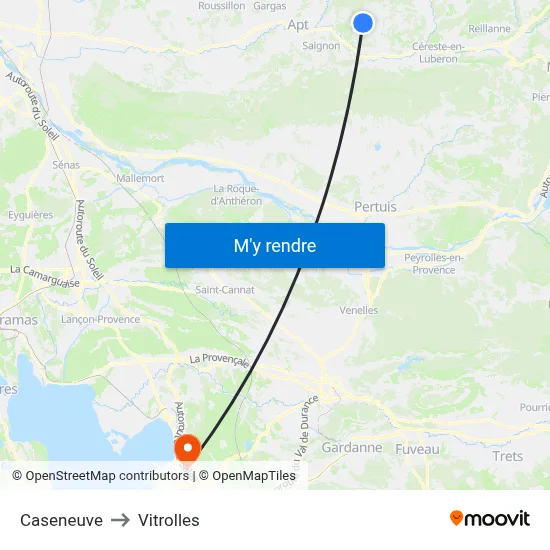 Caseneuve to Vitrolles map