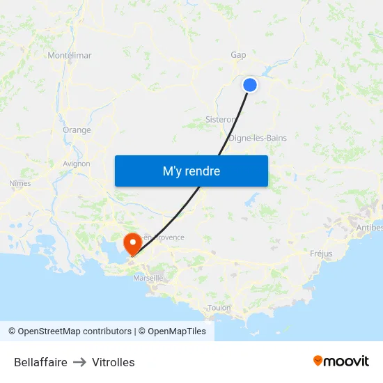 Bellaffaire to Vitrolles map