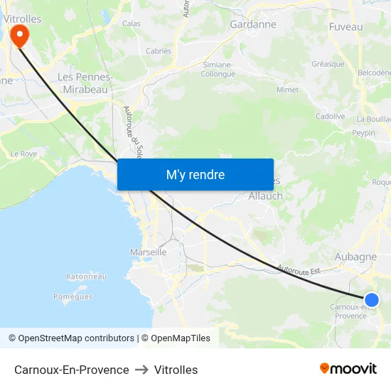 Carnoux-En-Provence to Vitrolles map