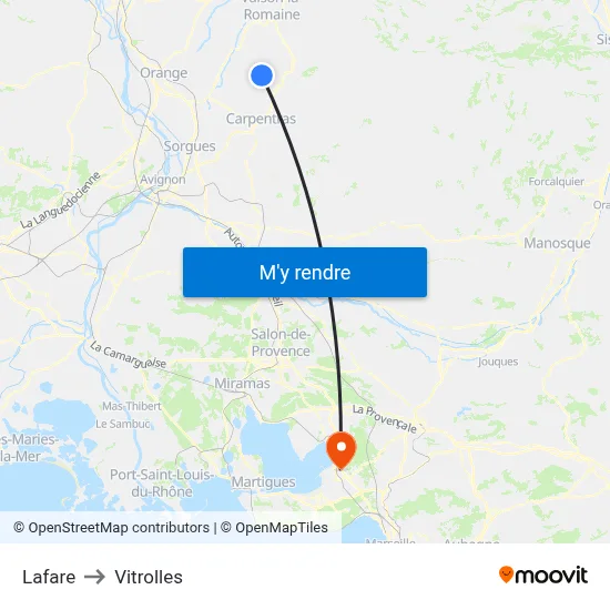 Lafare to Vitrolles map