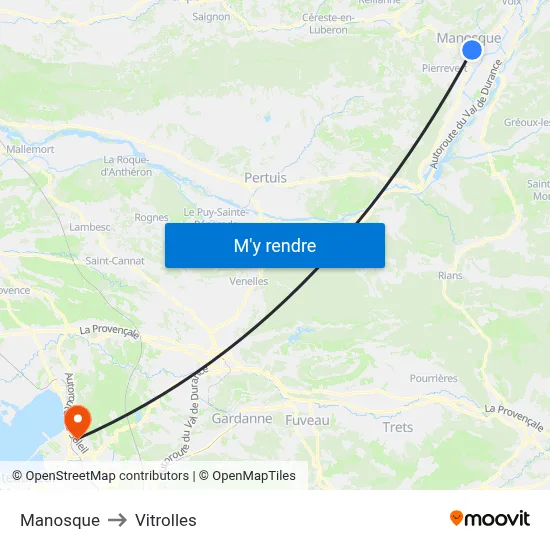 Manosque to Vitrolles map