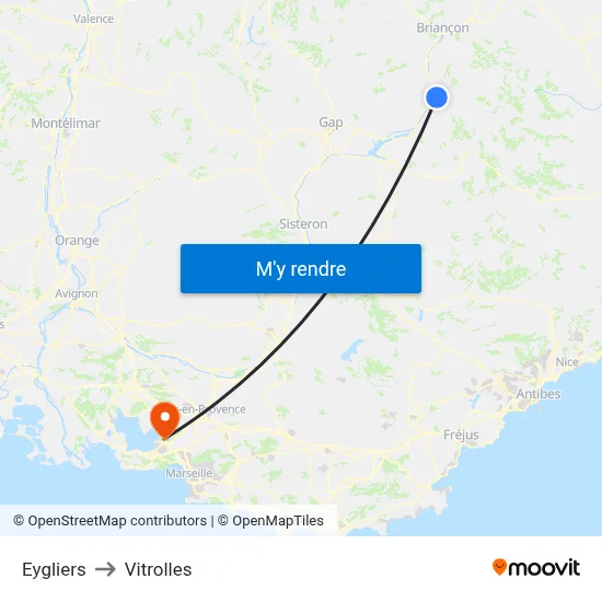 Eygliers to Vitrolles map