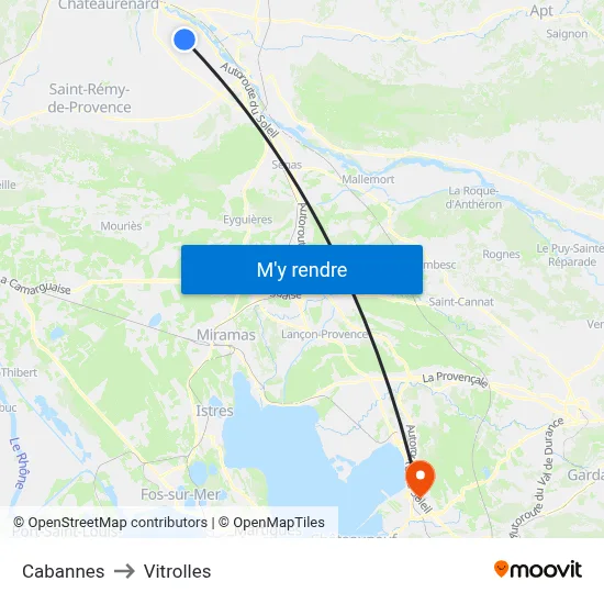 Cabannes to Vitrolles map