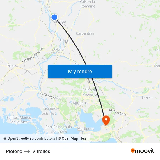 Piolenc to Vitrolles map