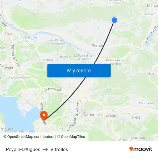 Peypin-D'Aigues to Vitrolles map