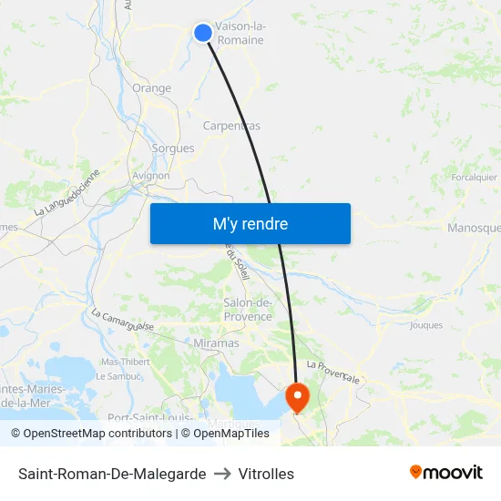 Saint-Roman-De-Malegarde to Vitrolles map