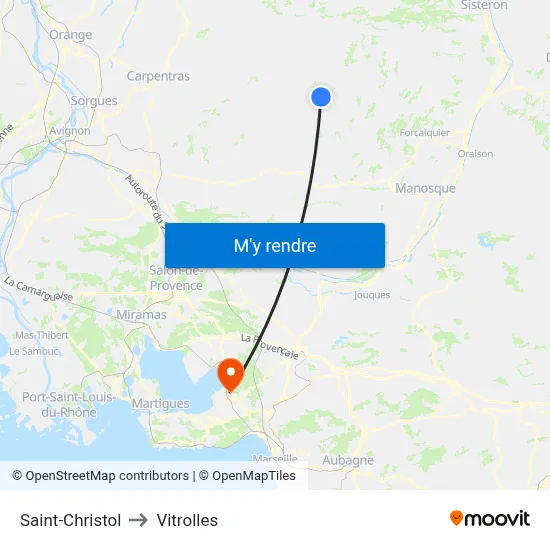 Saint-Christol to Vitrolles map
