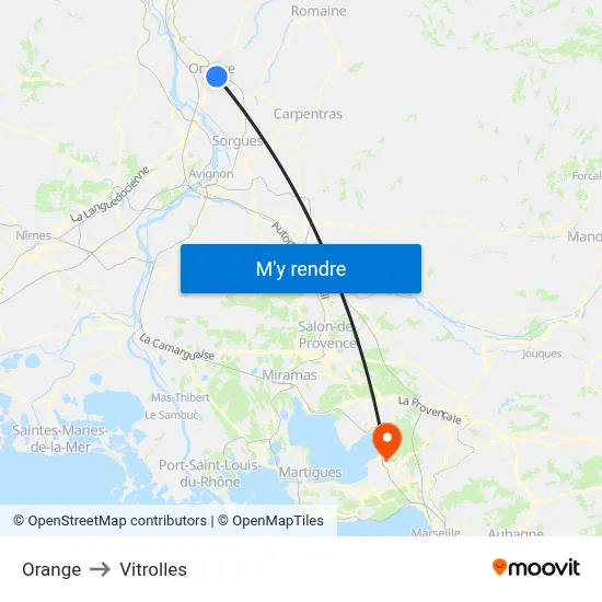 Orange to Vitrolles map