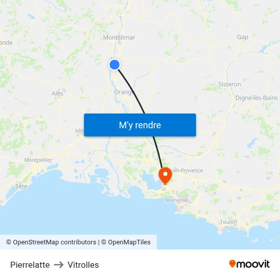 Pierrelatte to Vitrolles map