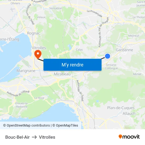 Bouc-Bel-Air to Vitrolles map