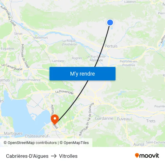 Cabrières-D'Aigues to Vitrolles map