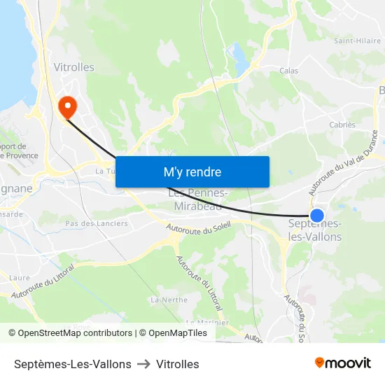 Septèmes-Les-Vallons to Vitrolles map