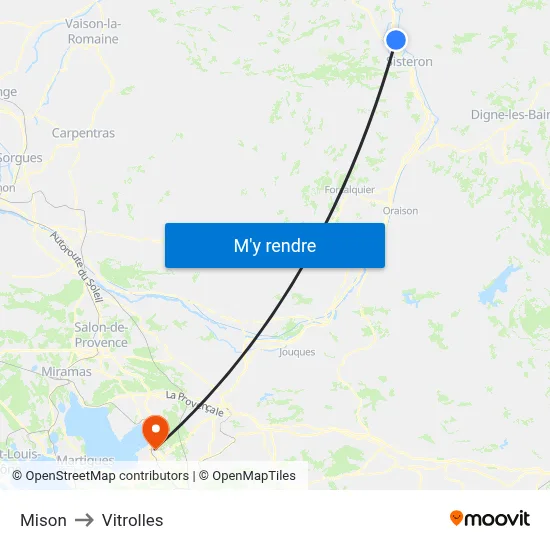 Mison to Vitrolles map