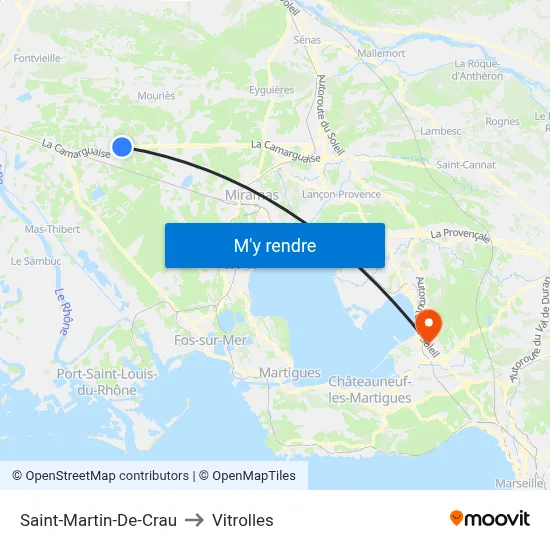 Saint-Martin-De-Crau to Vitrolles map